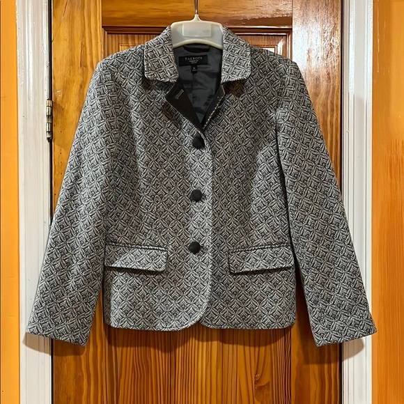 Talbots Women's Wool Blend Black and White Blazer Jacket Size 8P - Picture 1 of 17